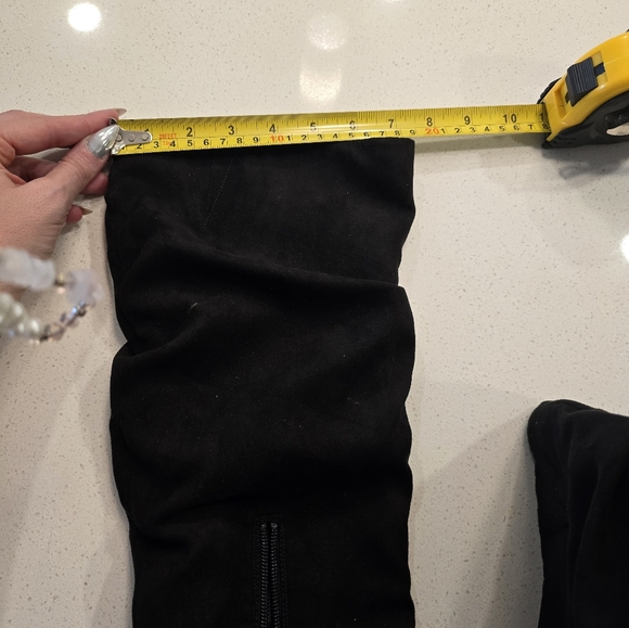 Black faux suede microfiber tall boots. - Picture 9 of 9